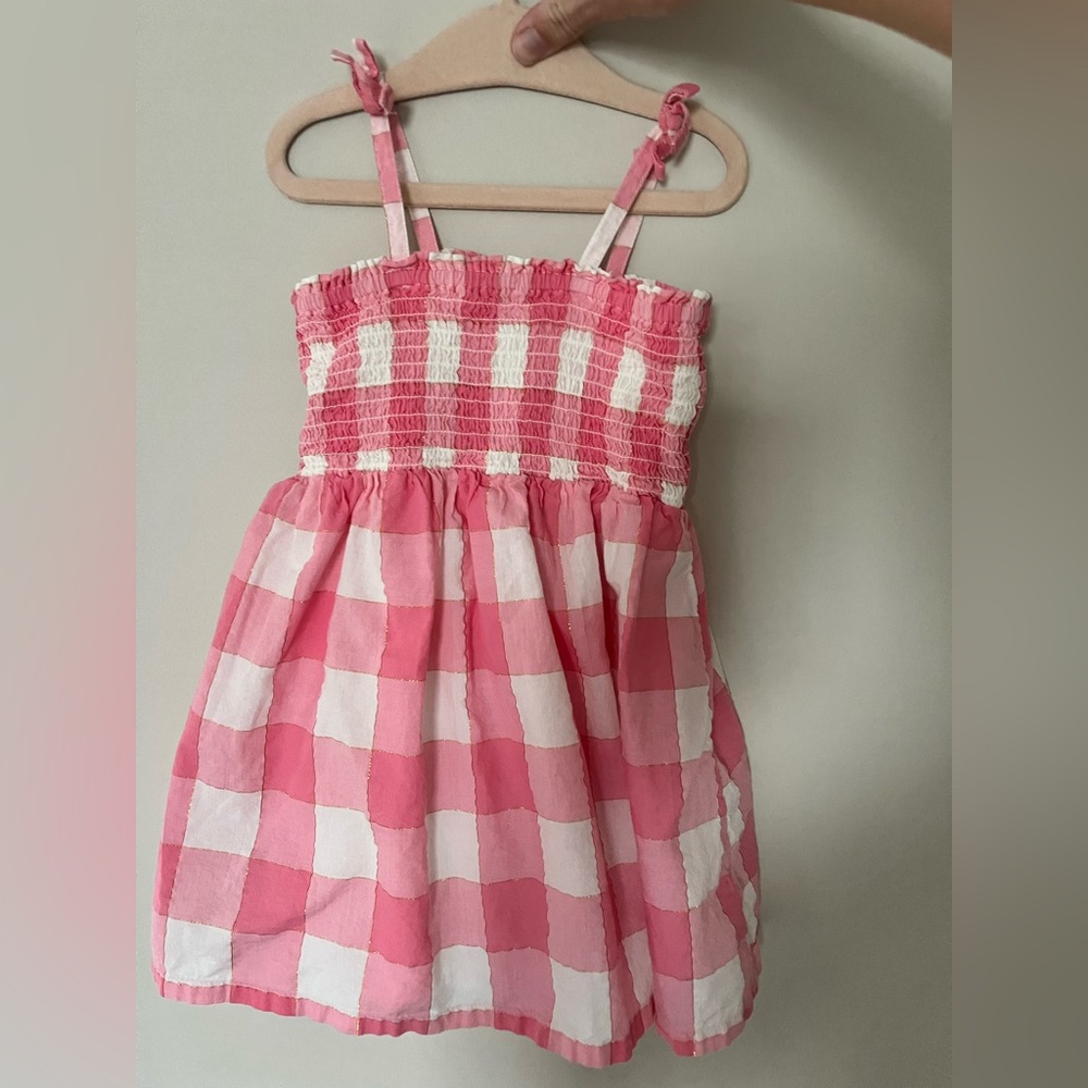 GAP Pink and White Gingham Smocked Sundress